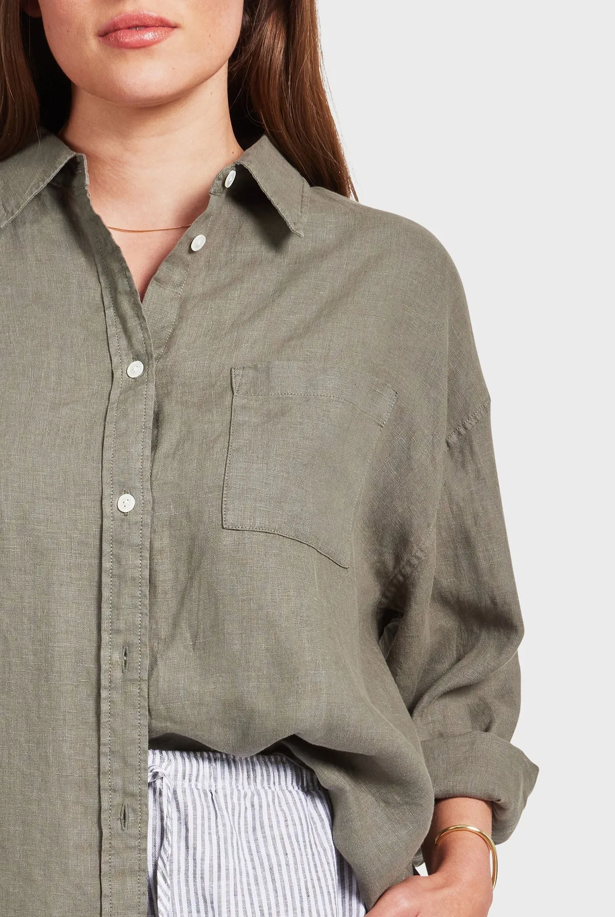 ACADEMY BRAND - Womens Hampton Linen Shirt - Smoke Pine