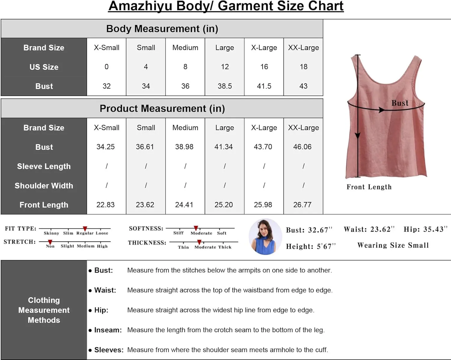 Amazhiyu Women's 100% Linen Tank Tops Summer Casual Sleeveless Scoop Neck Blouse