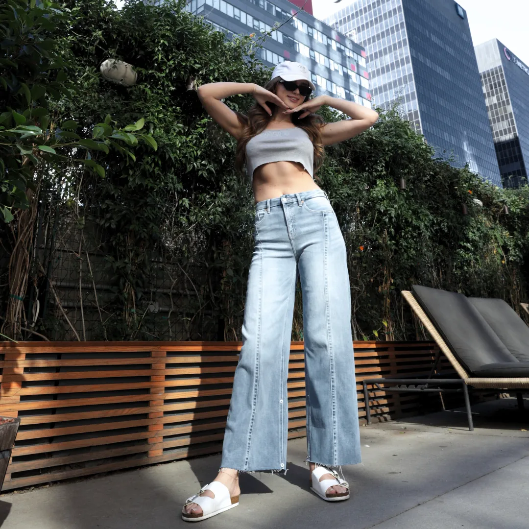 Artemis Denim high rise wide leg jeans