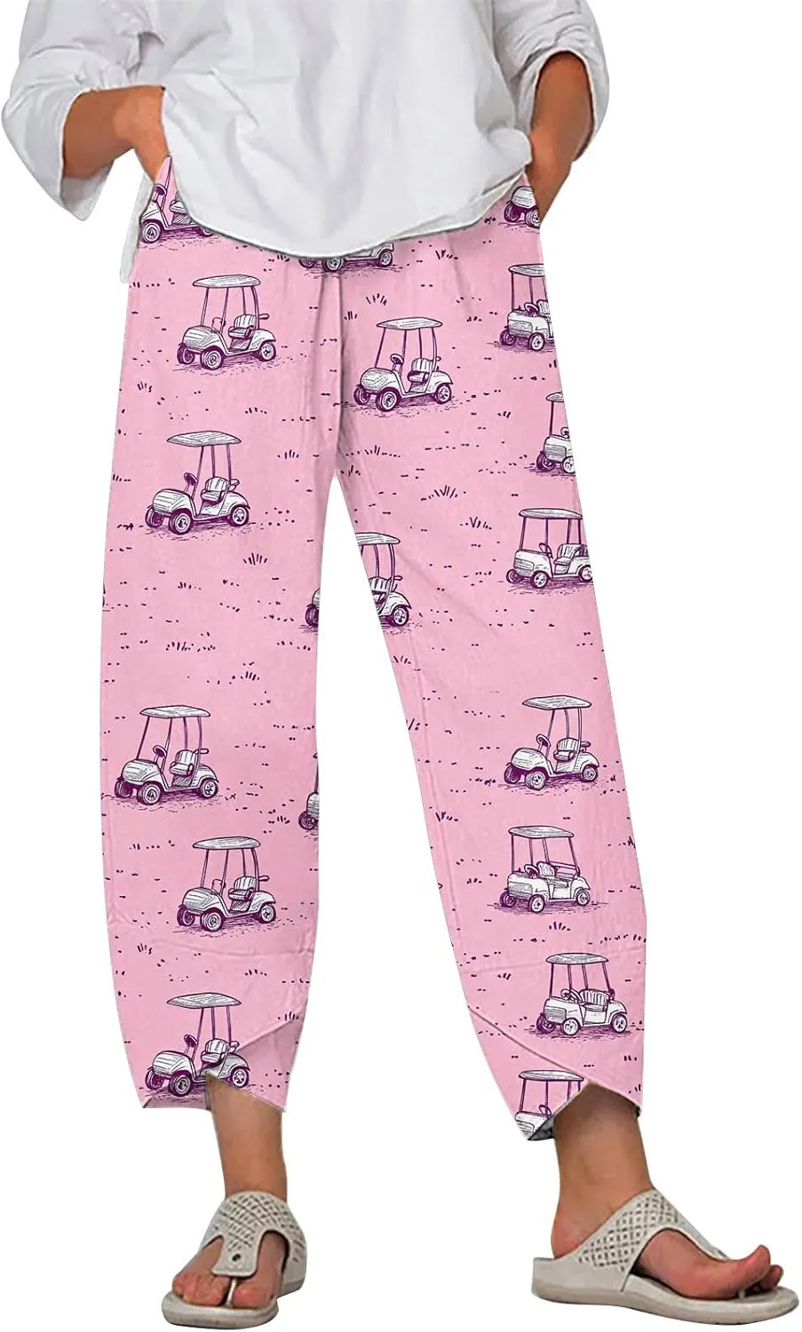 Beach Pants for Women Oversized Casual Wide Leg 2025 Summer Soft Elastic Waist Vacation Breathable Capri Pants