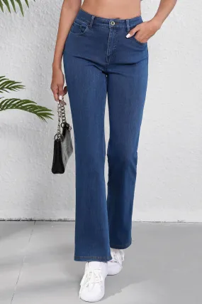 Blue Stretchy Bootcut Jeans