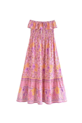 Boho Dress - Sundress - Smocked Dress Scilla Primrose in Pink and Blue