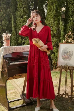 Boho Maxi Dress, Red Cloud