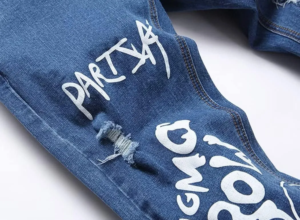 Boys Stylish Skinny Fit Stretchy Ripped Distressed Jeans Pants