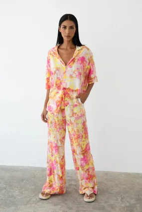 Camille Relaxed Shirt - Pink & Yellow