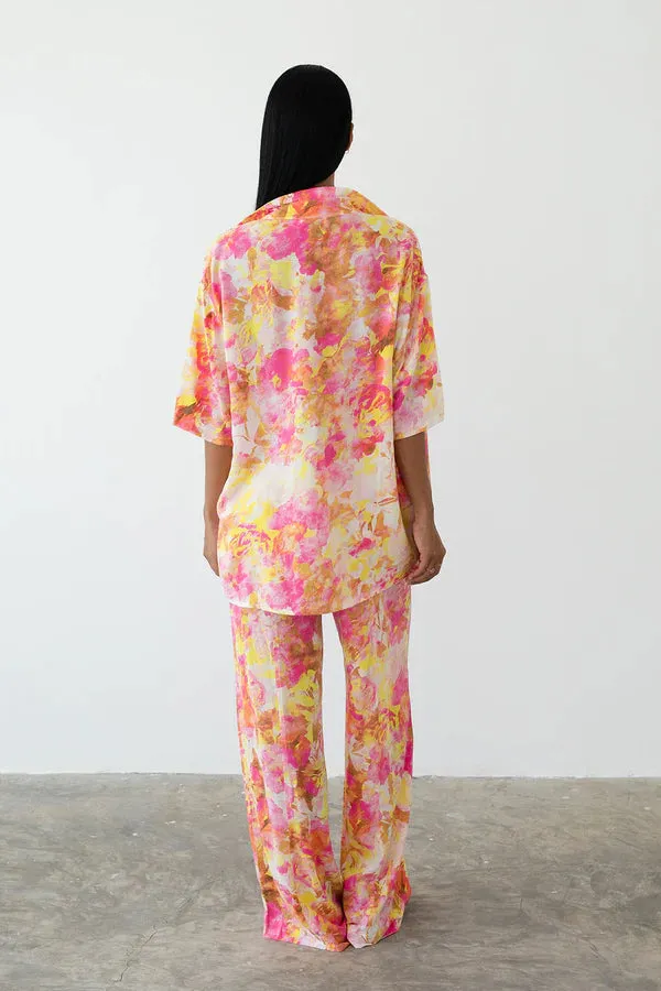 Camille Relaxed Shirt - Pink & Yellow