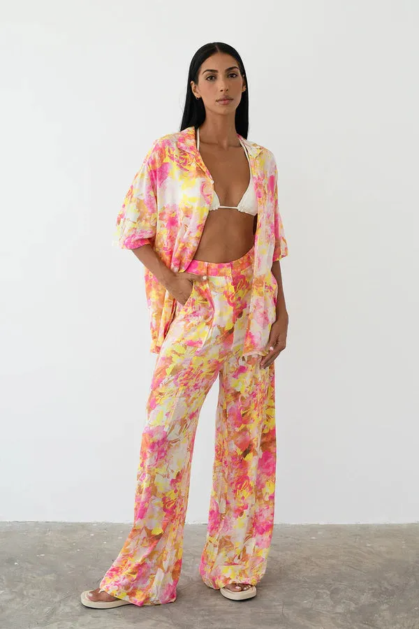Camille Relaxed Shirt - Pink & Yellow