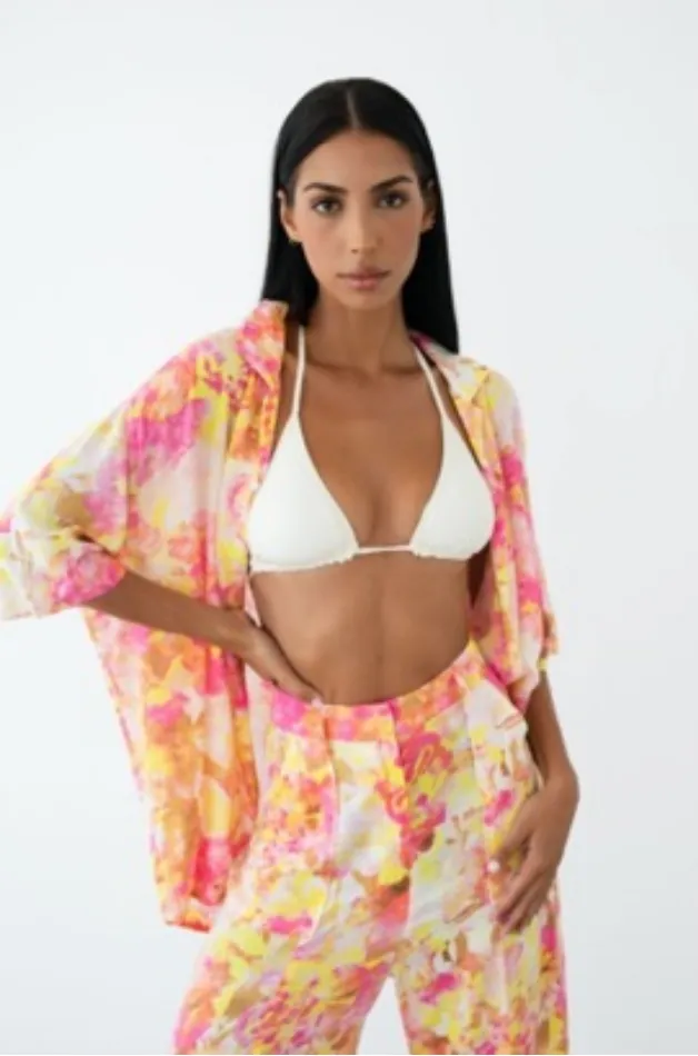 Camille Relaxed Shirt - Pink & Yellow