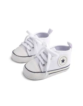 Canvas Sports Sneakers Newborn Baby First Walkers Shoes - White