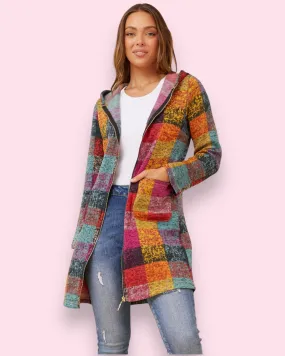 Check Coat With Zipper