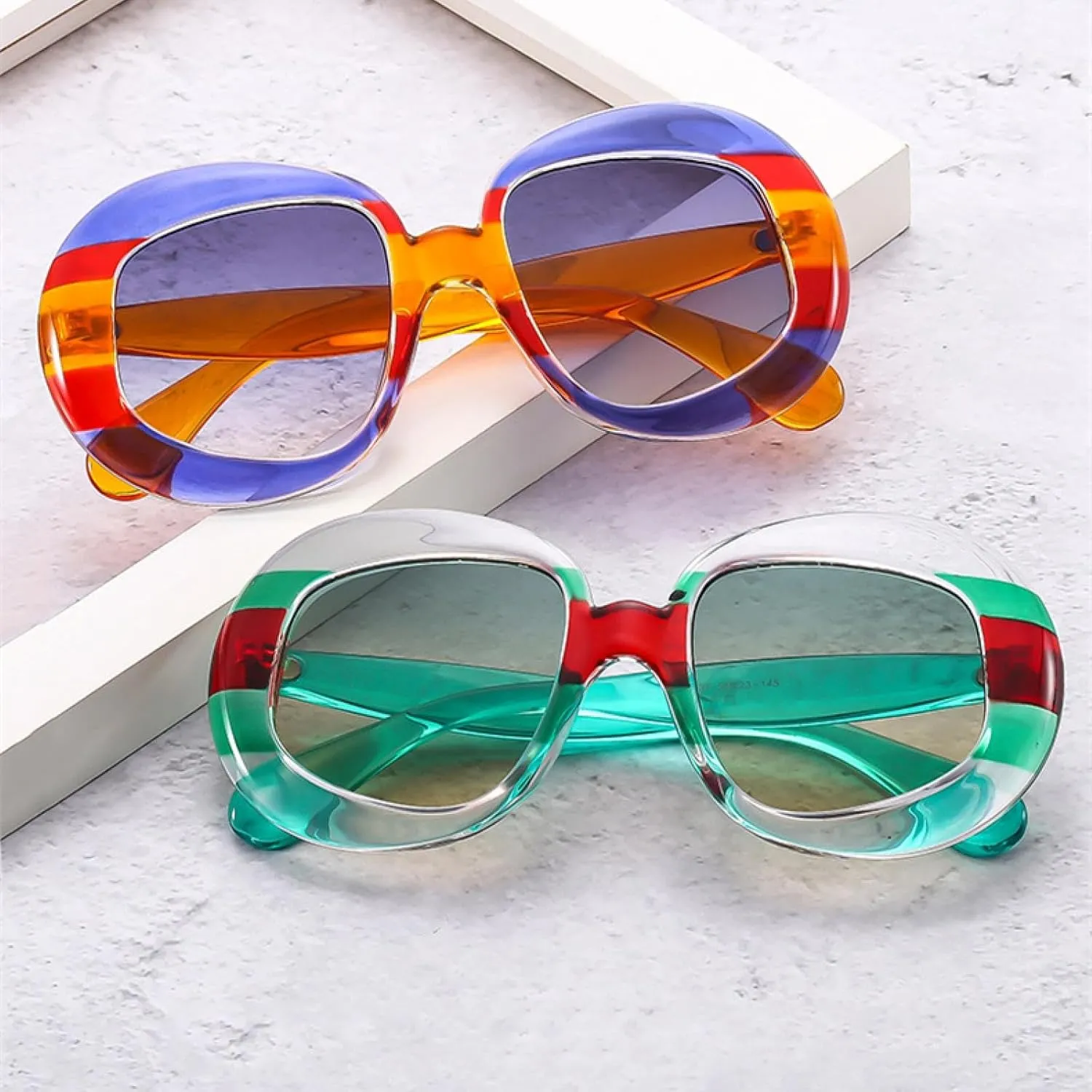 Colorful Punk Sunglasses for Women Popular Rainbow Cat Eye Fashion Gradient Color Uv400