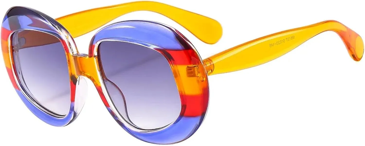 Colorful Punk Sunglasses for Women Popular Rainbow Cat Eye Fashion Gradient Color Uv400