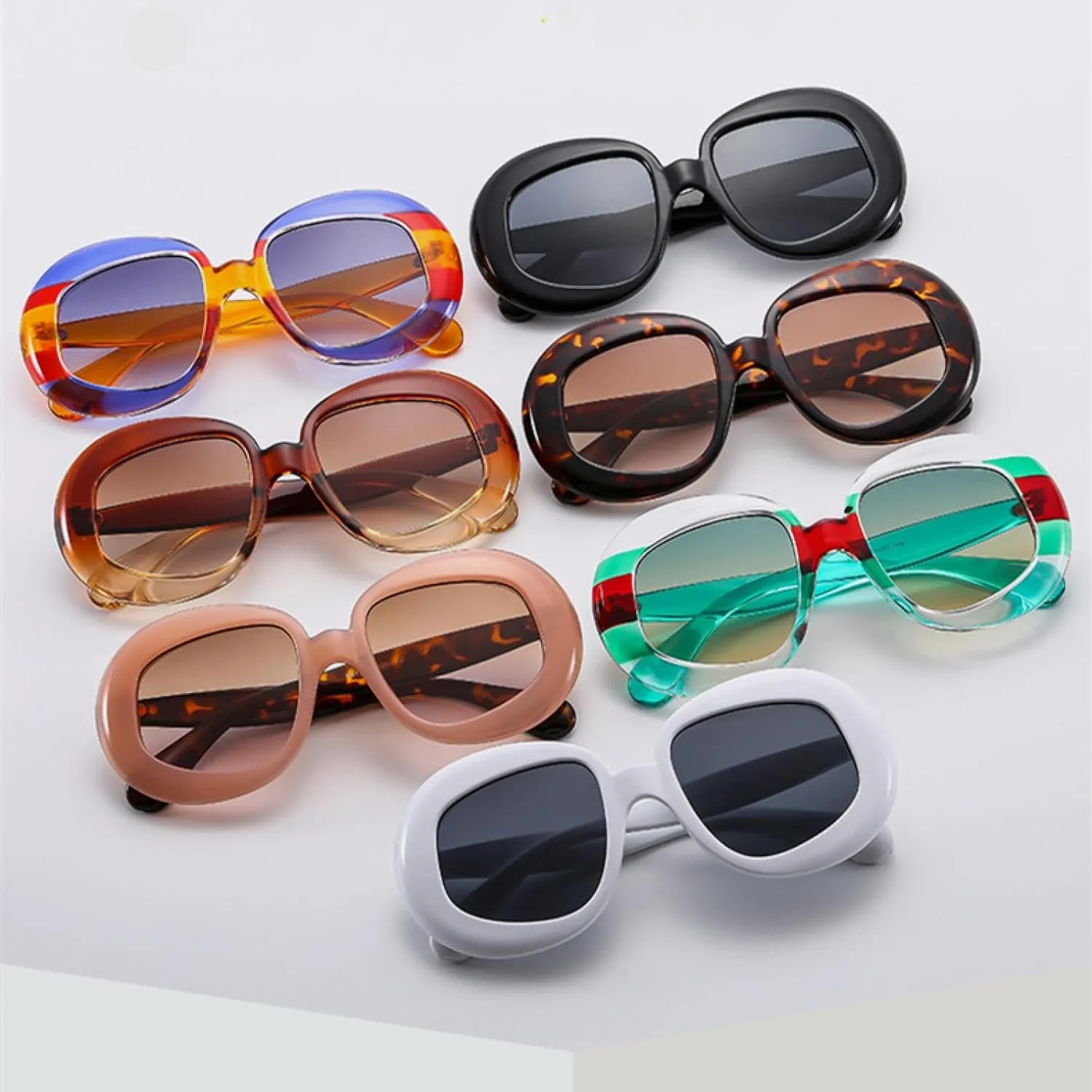 Colorful Punk Sunglasses for Women Popular Rainbow Cat Eye Fashion Gradient Color Uv400