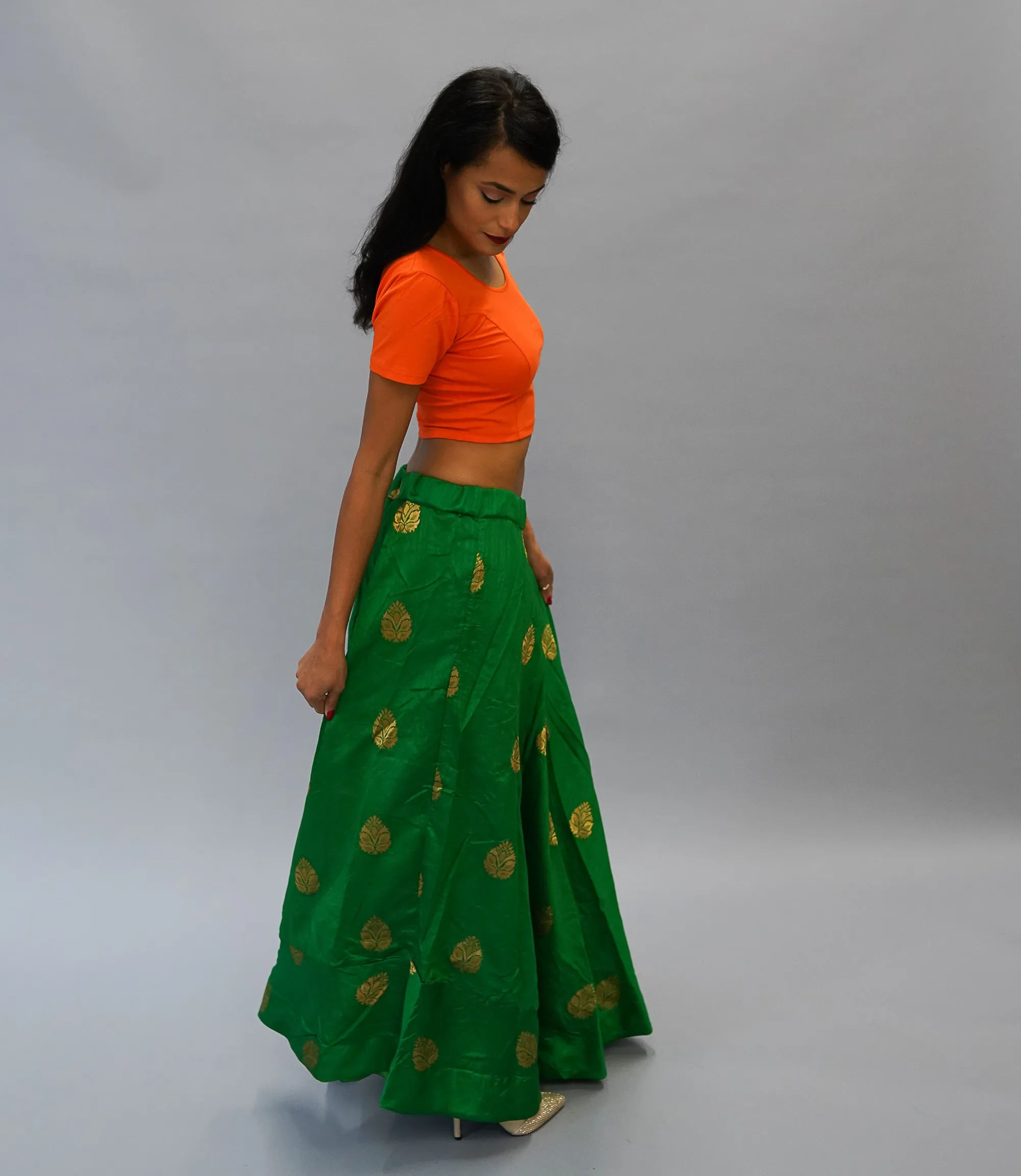 Cotton Orange Stretchy Crop Top