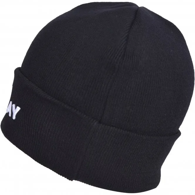 Embroidered Logo Beanie Hat, Black