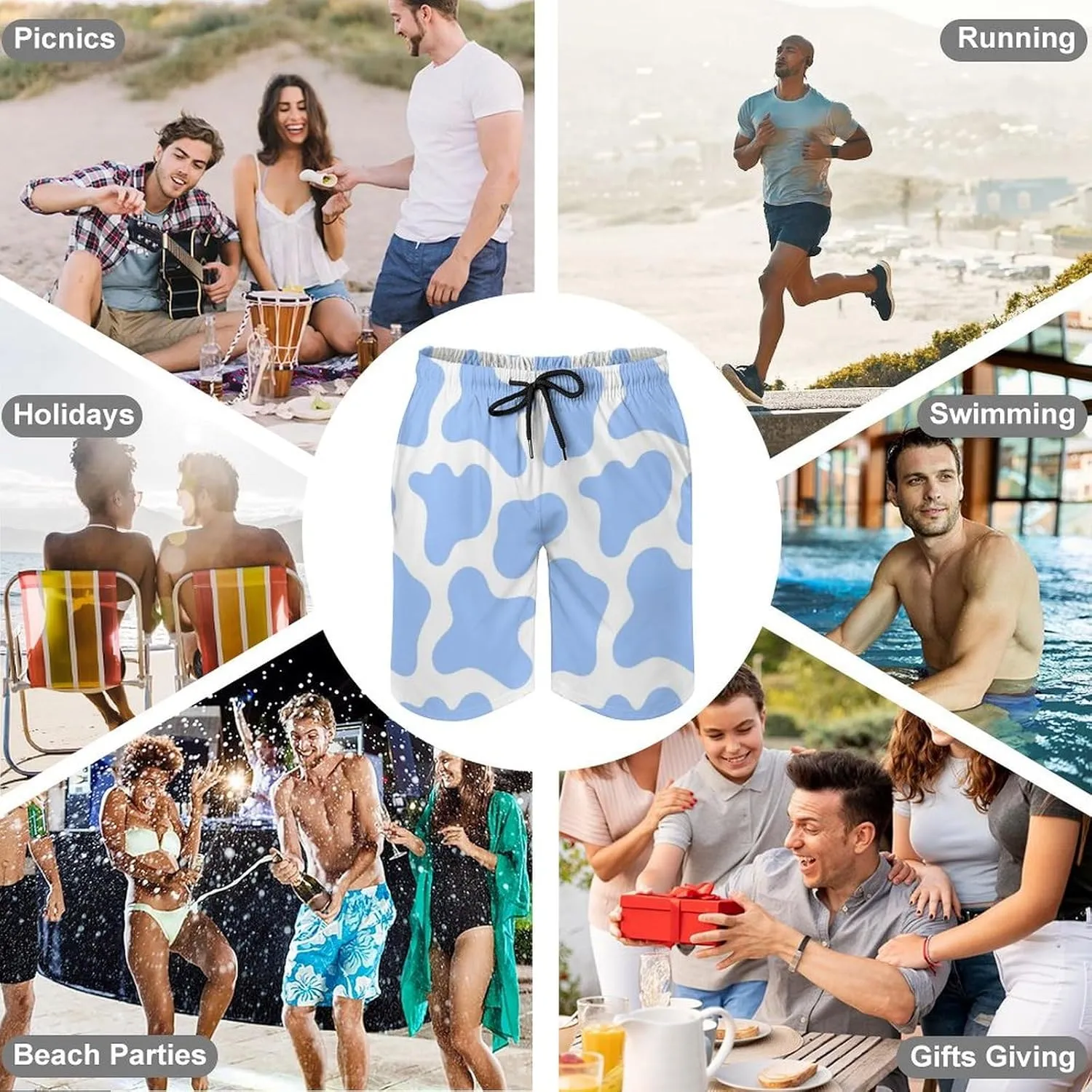 Funny Mens Swim Trunks Quick-Drying Breathable Beach Board Shorts with Mesh Lining Swimwear Bathing Suits