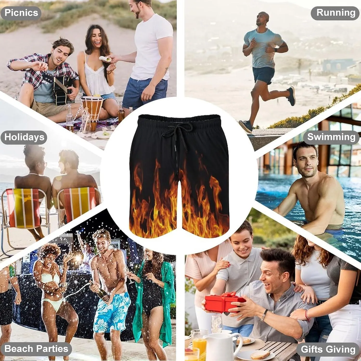 Funny Mens Swim Trunks Quick-Drying Breathable Beach Board Shorts with Mesh Lining Swimwear Bathing Suits