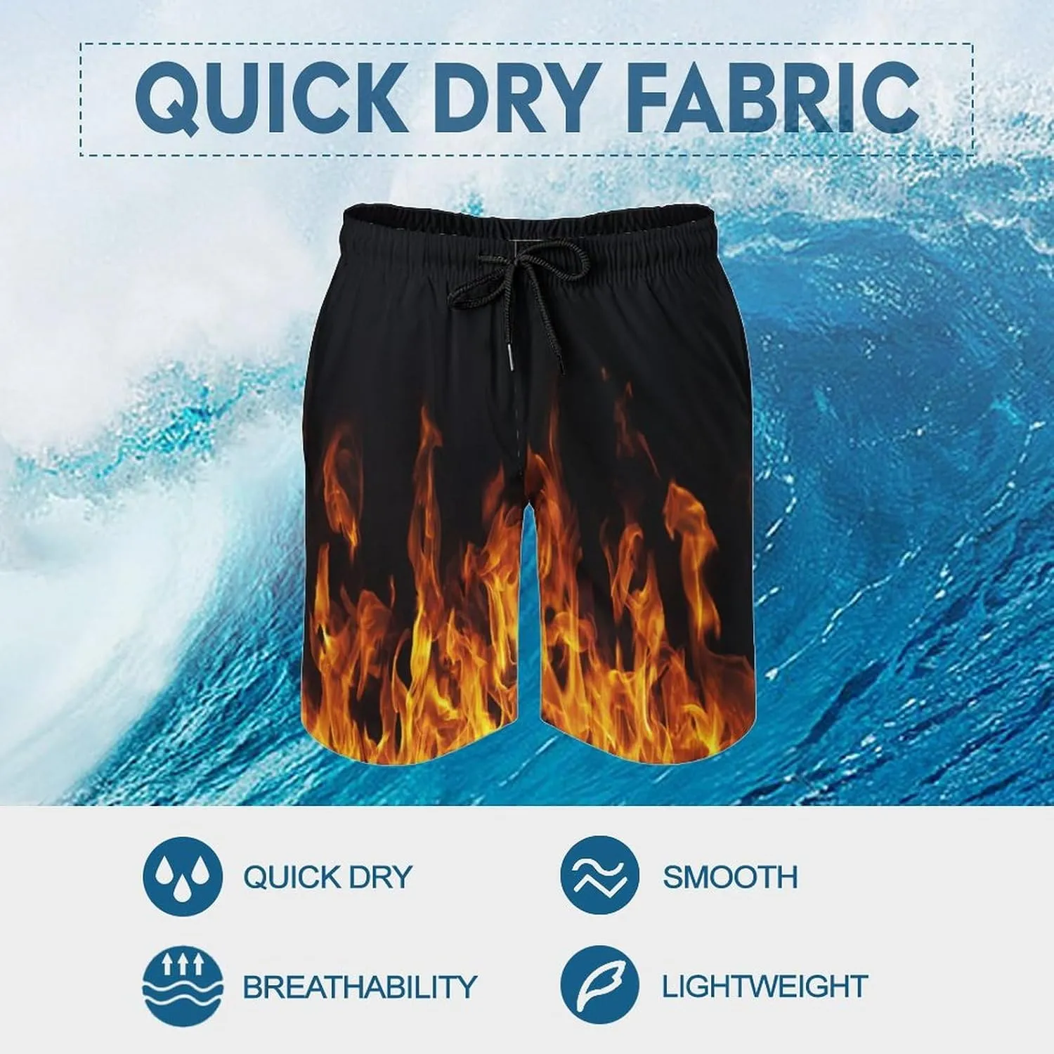 Funny Mens Swim Trunks Quick-Drying Breathable Beach Board Shorts with Mesh Lining Swimwear Bathing Suits