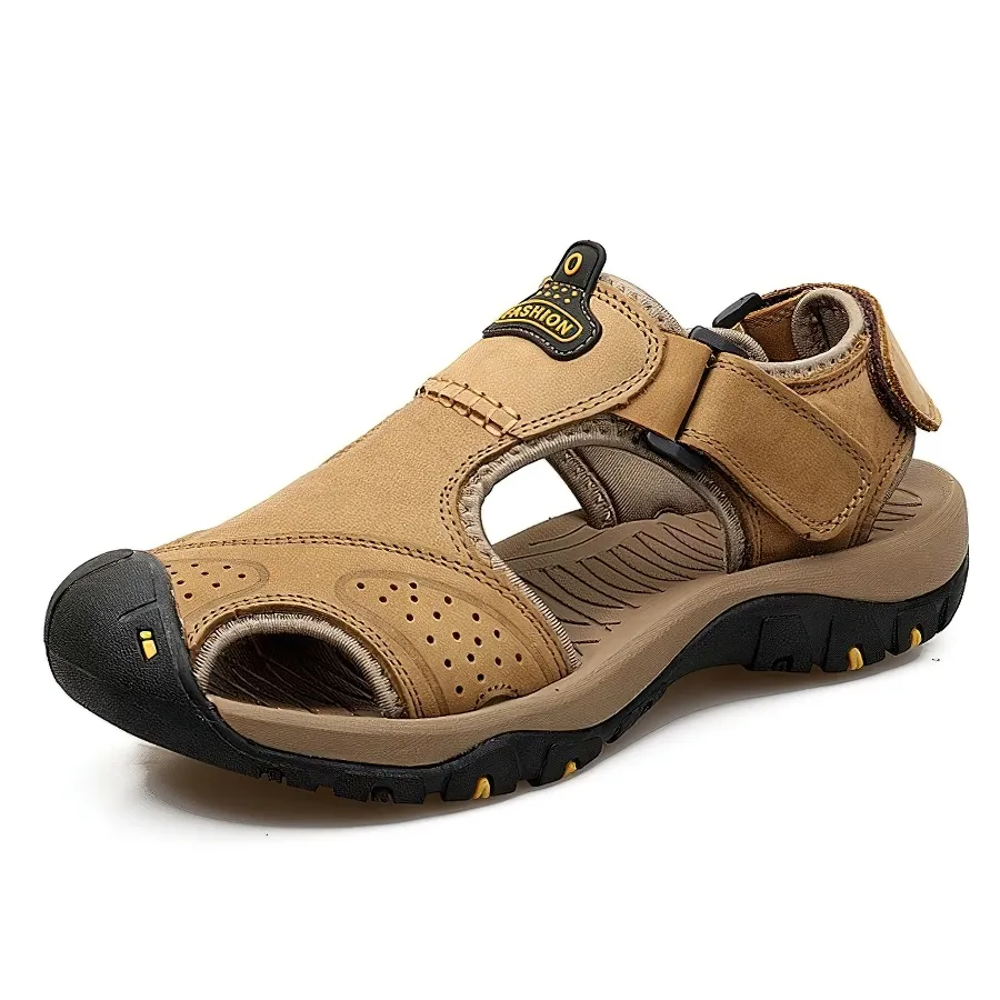 Genuine Leather Men's Summer Sandals With Soft Bottom / Male Breathable Non-Slip Casual Shoes