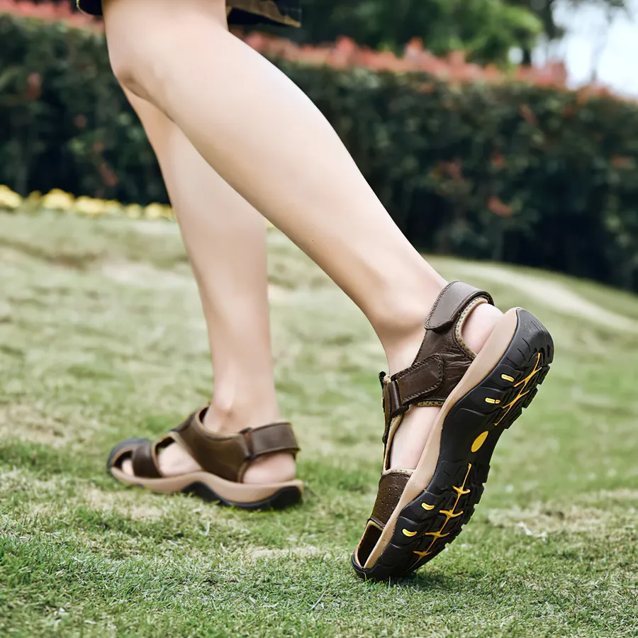 Genuine Leather Men's Summer Sandals With Soft Bottom / Male Breathable Non-Slip Casual Shoes