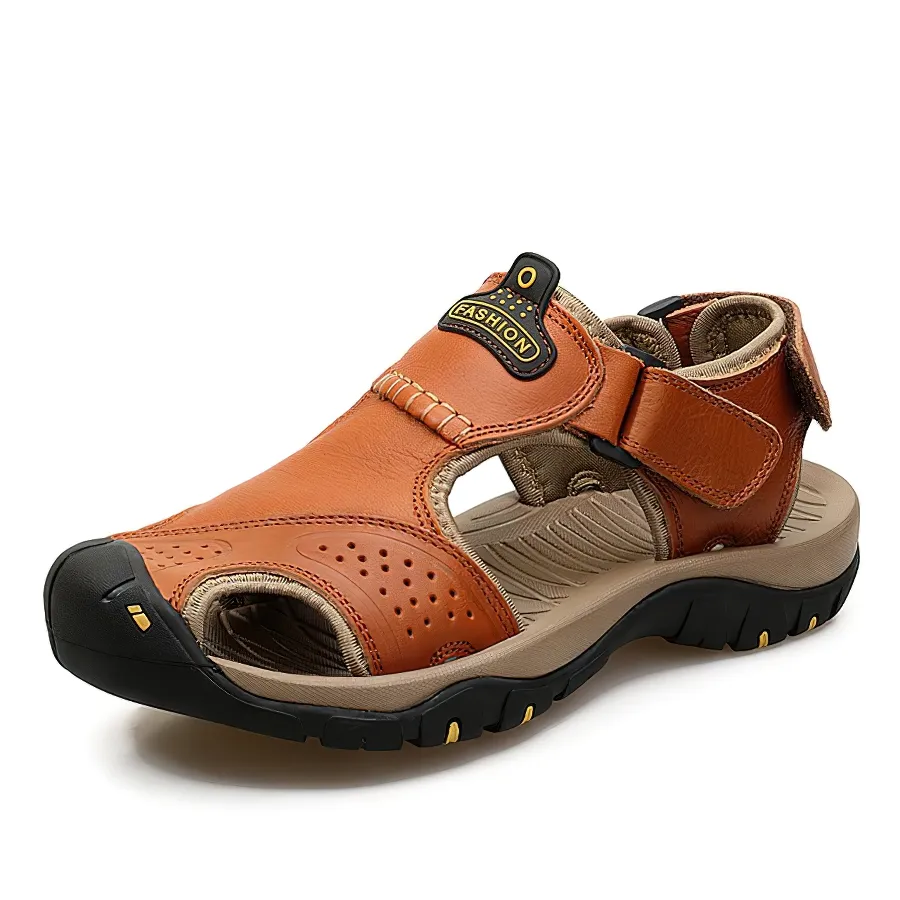 Genuine Leather Men's Summer Sandals With Soft Bottom / Male Breathable Non-Slip Casual Shoes
