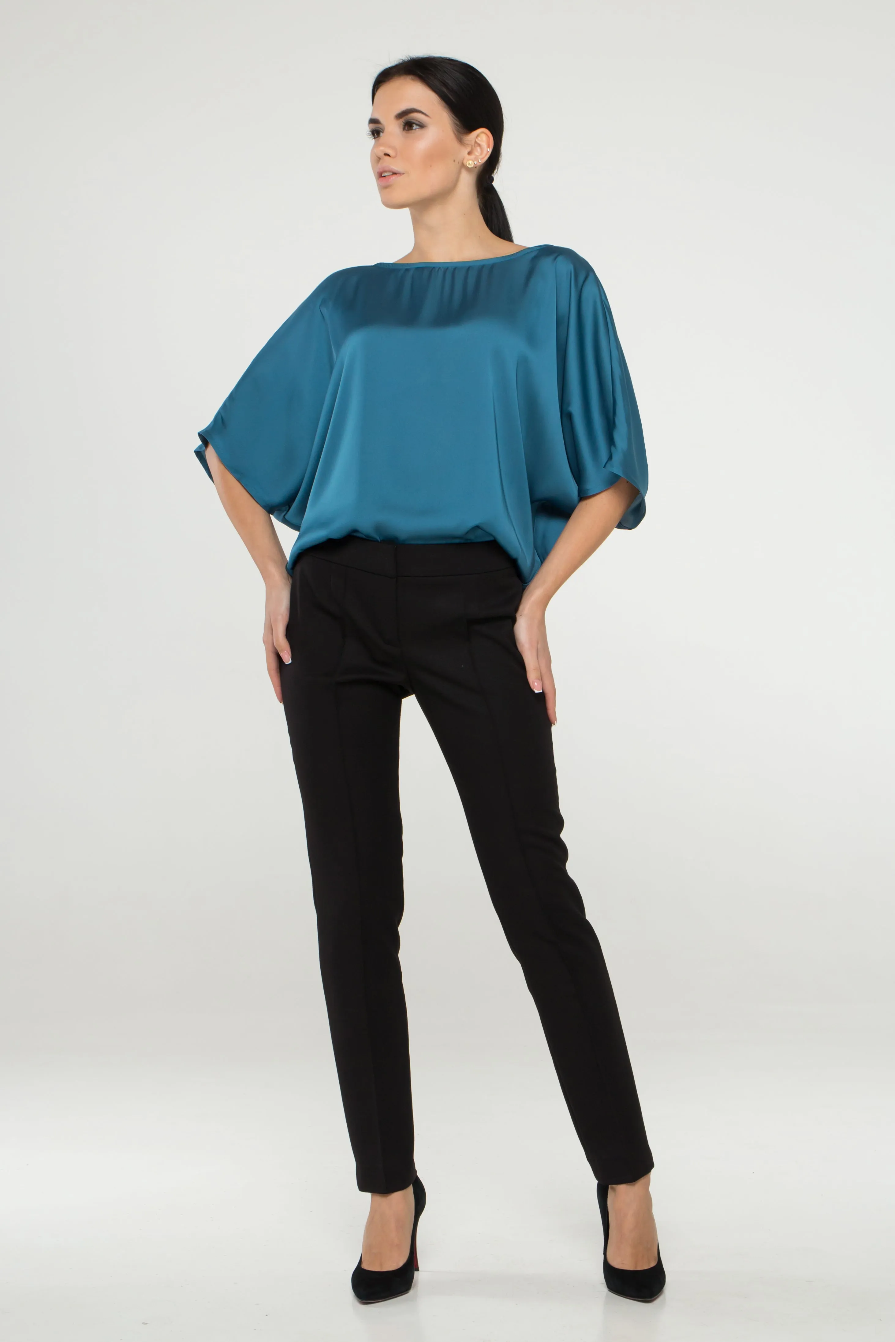 Kimono satin dolman blouse