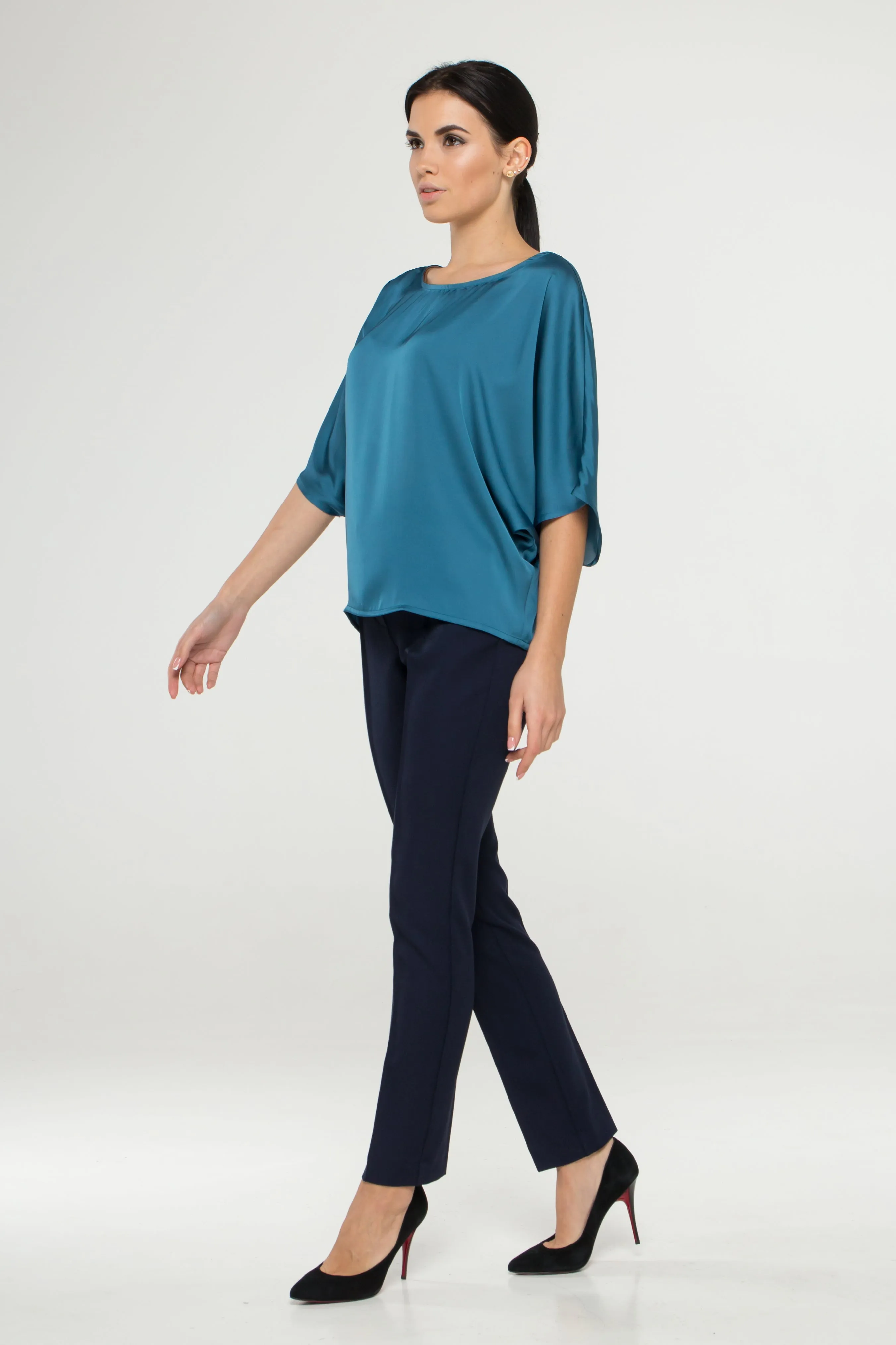 Kimono satin dolman blouse