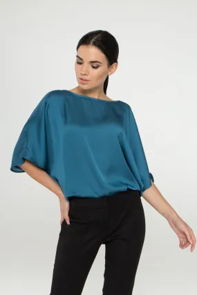 Kimono satin dolman blouse
