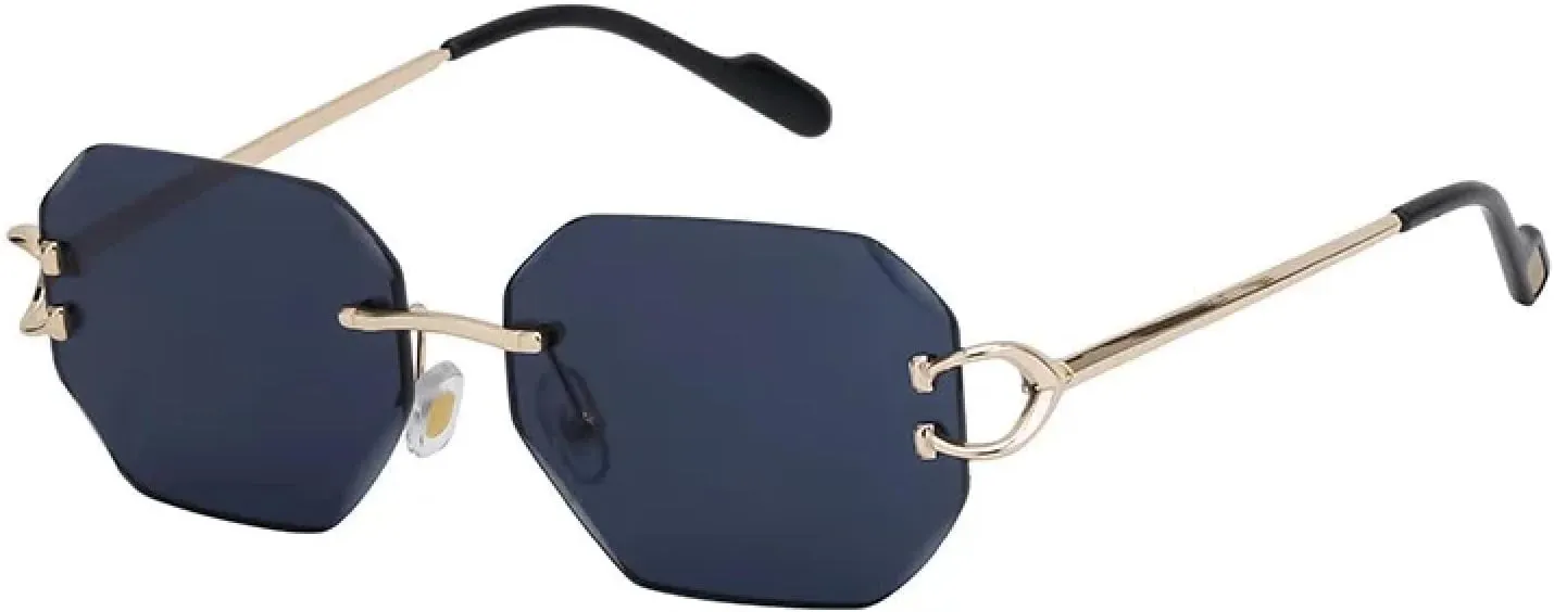 Luxury Rimless Sunglasses Stylish Metal Men Women Vintage Casual Uv400
