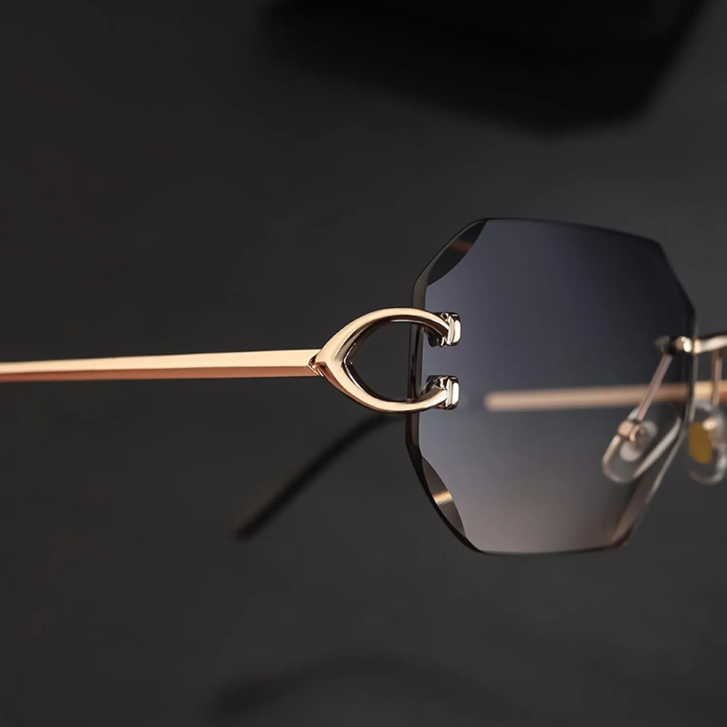 Luxury Rimless Sunglasses Stylish Metal Men Women Vintage Casual Uv400