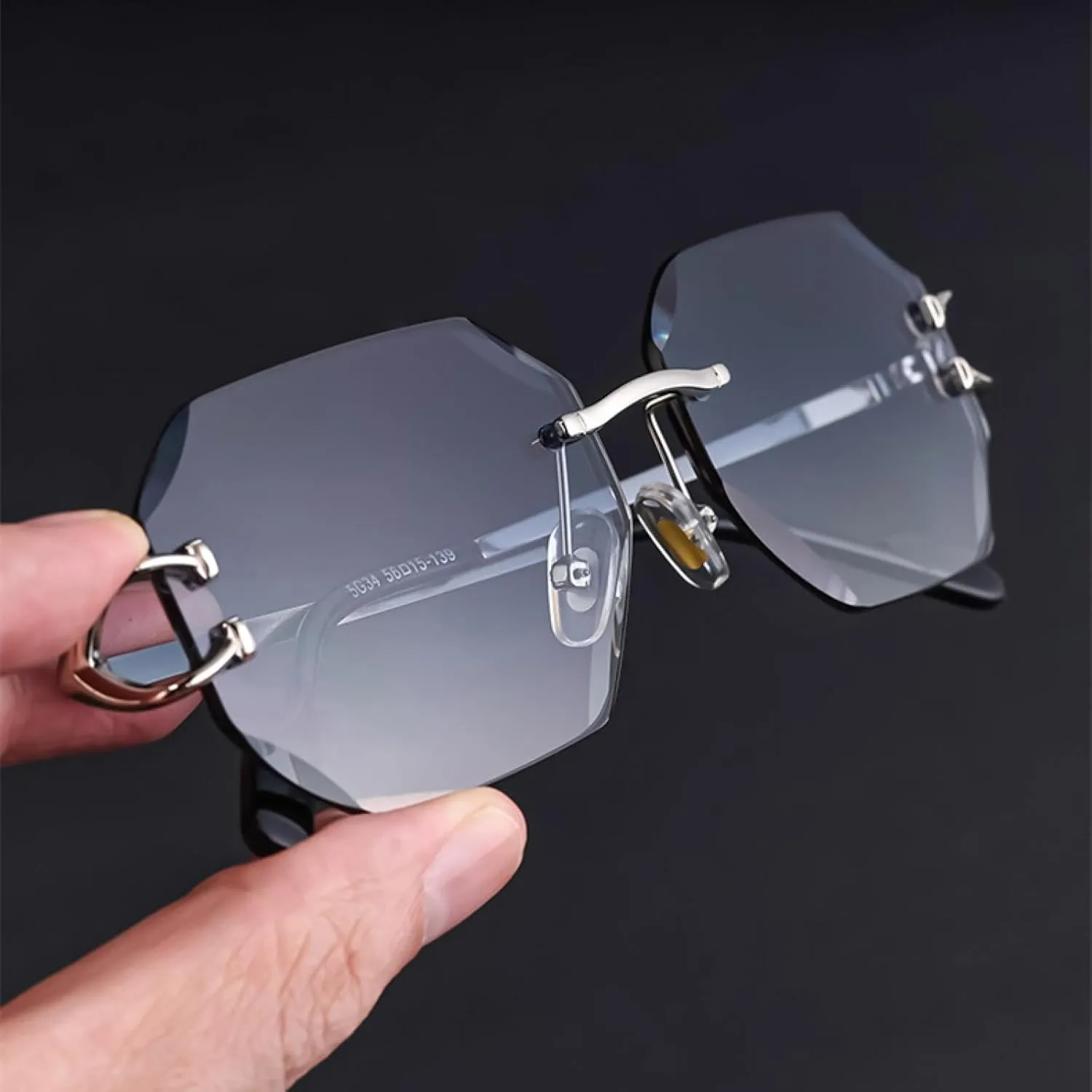 Luxury Rimless Sunglasses Stylish Metal Men Women Vintage Casual Uv400