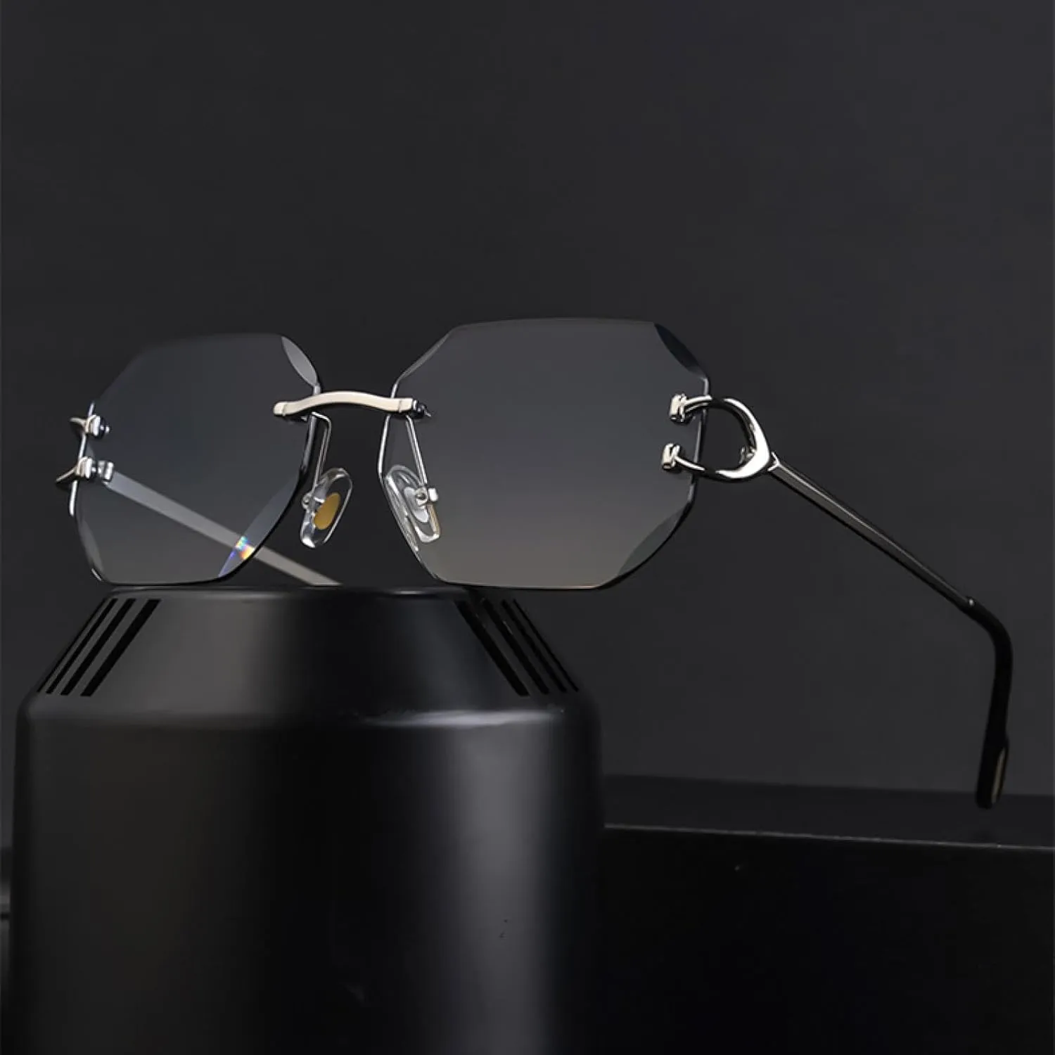 Luxury Rimless Sunglasses Stylish Metal Men Women Vintage Casual Uv400