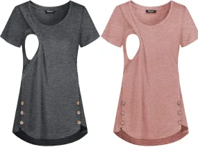 Maternity Nursing Top Summer Casual Pregnant T Shirt Comfy Breathable Pregnancy Breastfeeding Blouse Lightweight Tank