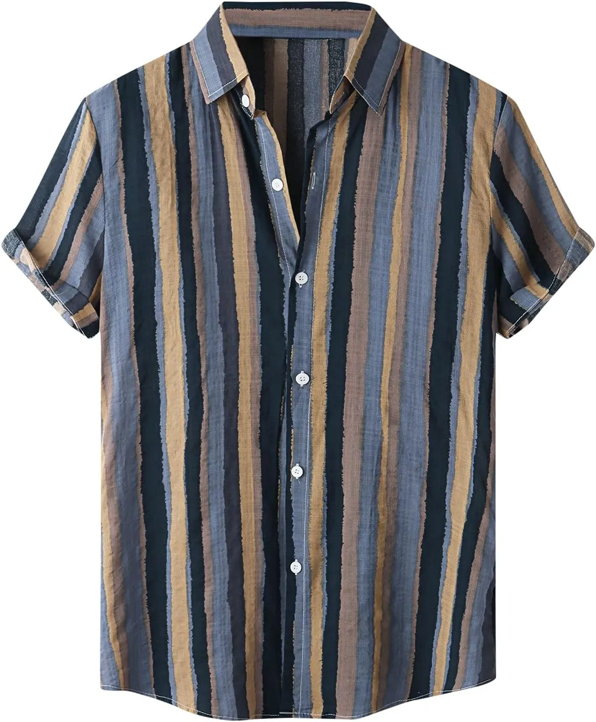 Mens Cotton Linen Beach Tops Short Sleeve Button Down Shirts 2025 Summer Relaxed Fit Vintage Casual Hawaiian Shirts