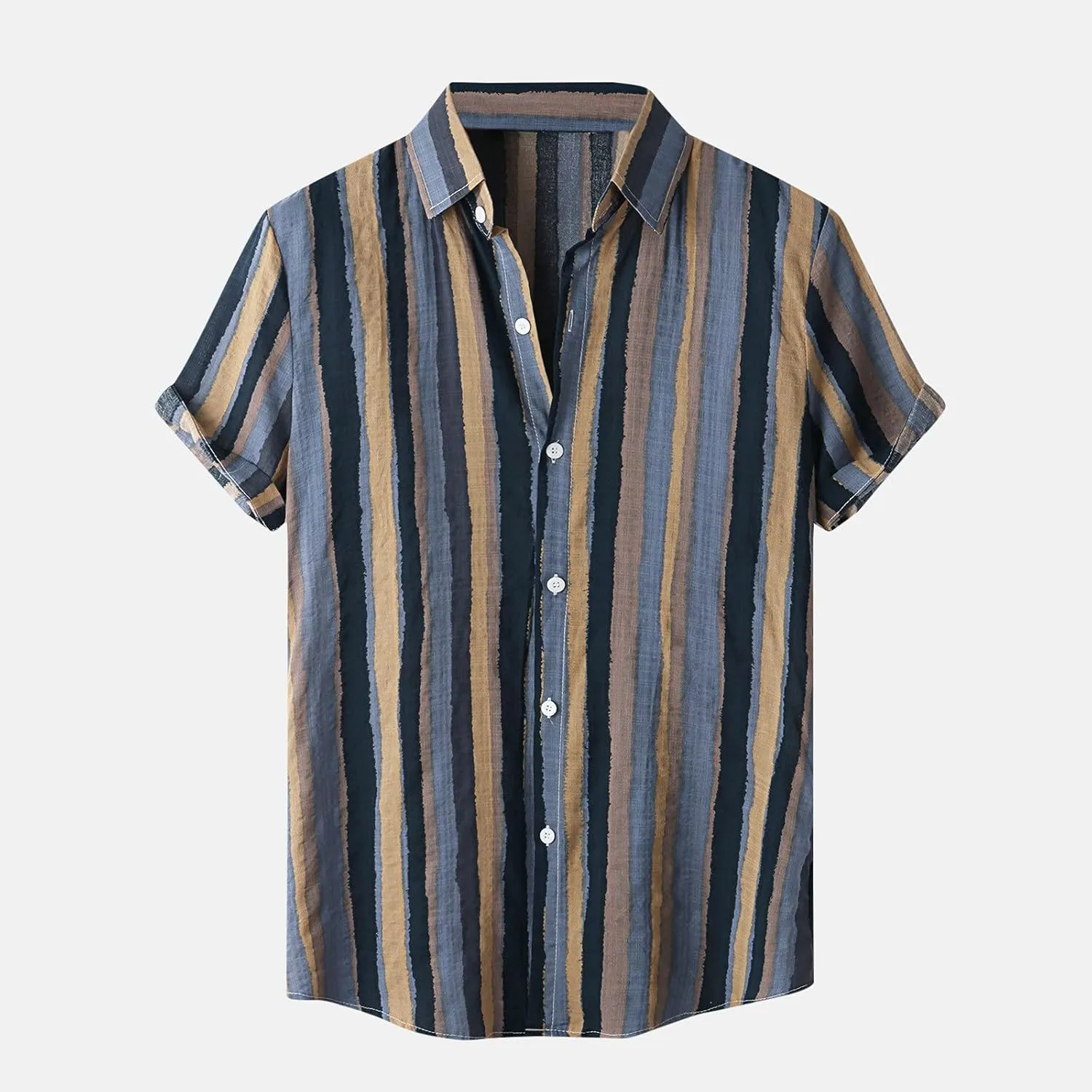 Mens Cotton Linen Beach Tops Short Sleeve Button Down Shirts 2025 Summer Relaxed Fit Vintage Casual Hawaiian Shirts