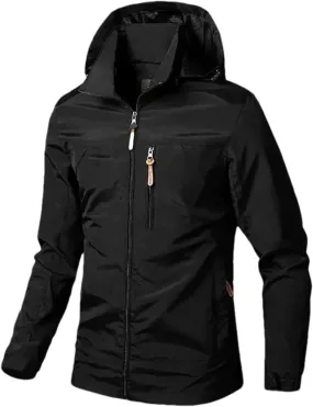 Men's Lightweight Breathable Windbreaker Windproof Rain Hooded Jackets Rain Jacket Outdoor Running Coat for Travel