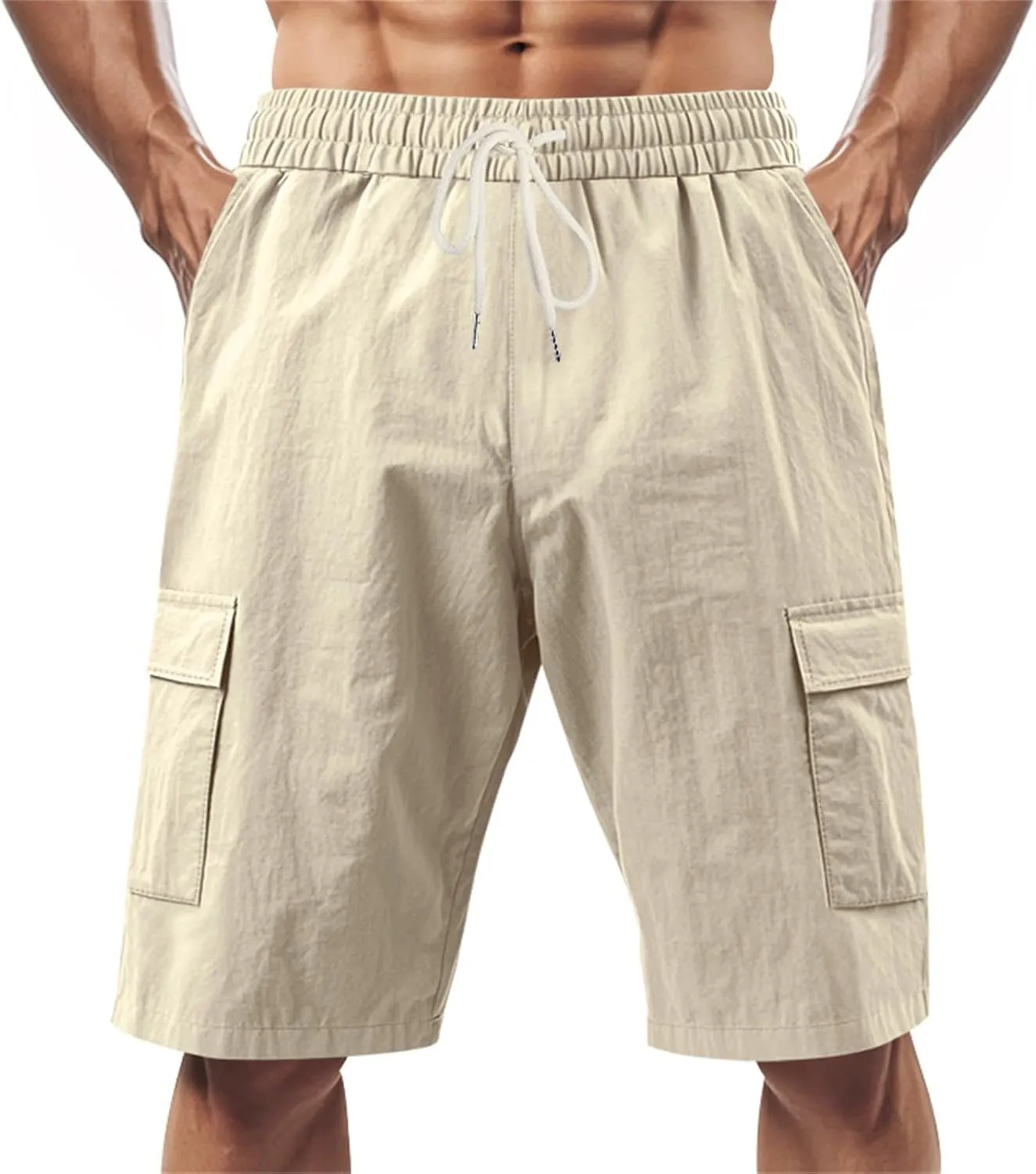 Mens Sports Shorts Drawstring Elastic Waist Short Pants Breathable Quick Dry Running Fitness Joggers Shorts