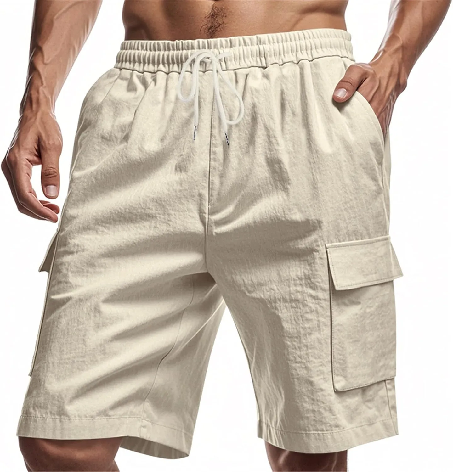 Mens Sports Shorts Drawstring Elastic Waist Short Pants Breathable Quick Dry Running Fitness Joggers Shorts