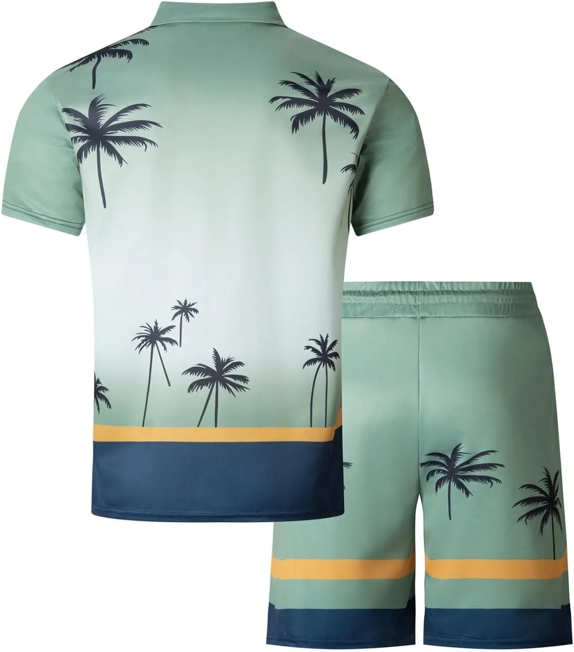 Mens Summer Print Tracksuits T Shirt Shorts 2 Piece Set Business Casual Baggy Breathable Beach Outfits