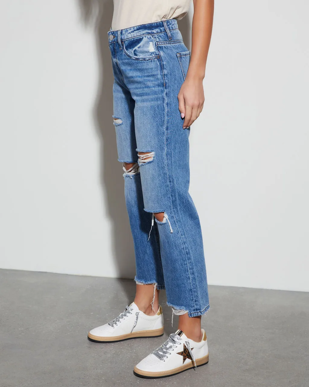 Odessa Distressed Straight Leg Jeans
