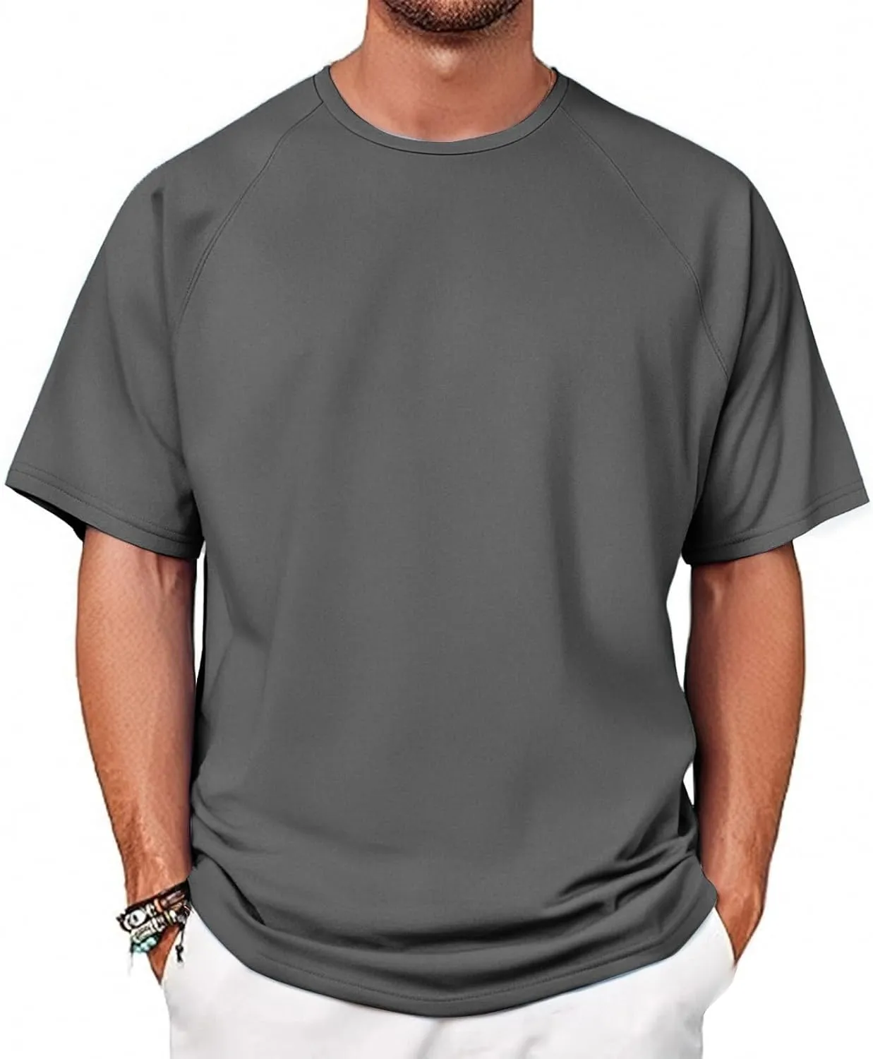 Round Neck Pullovers for Men Quick Dry Lightweight Breathable Summer Crewneck Workout Gym Shirt Sports Tops