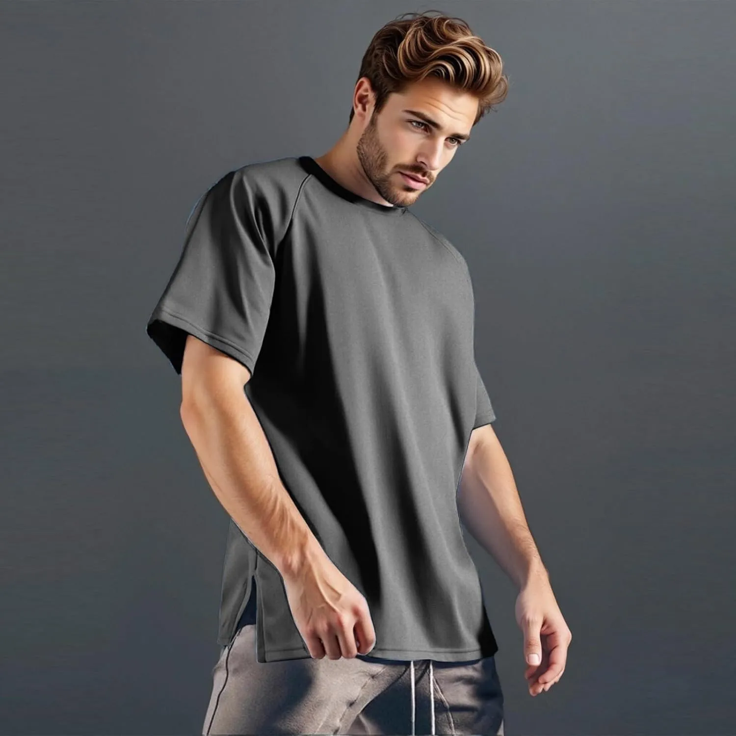 Round Neck Pullovers for Men Quick Dry Lightweight Breathable Summer Crewneck Workout Gym Shirt Sports Tops