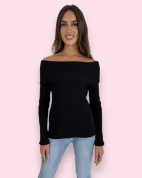 Shaelie Off Shoulder Knit - Black