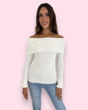Shaelie Off Shoulder Knit - White