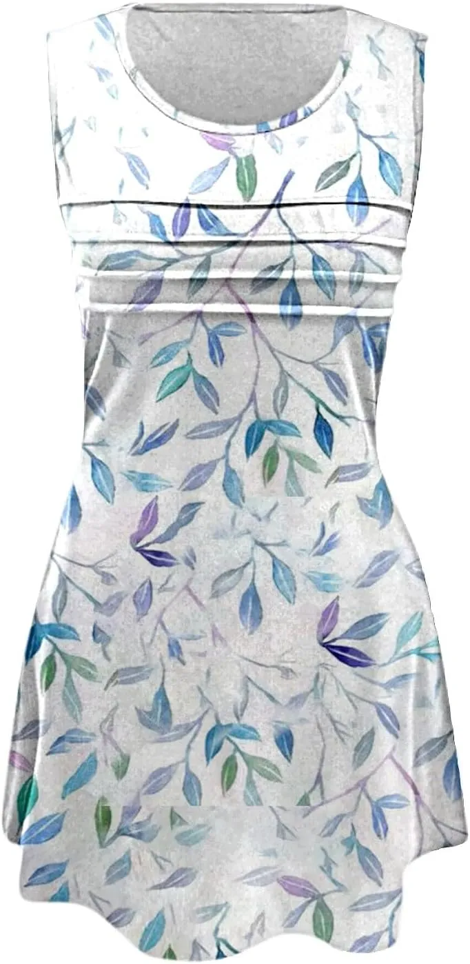 Short Summer Dresses Womens with Pockets Summer Casual Tank Dress Sleeveless Midi Beach Dress Women's Plus Size