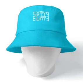 Sixty Eight 93 Logo White Aqua Blue Bucket Hat