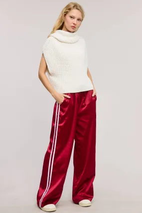 Sporty Satin-Effect Track Pants