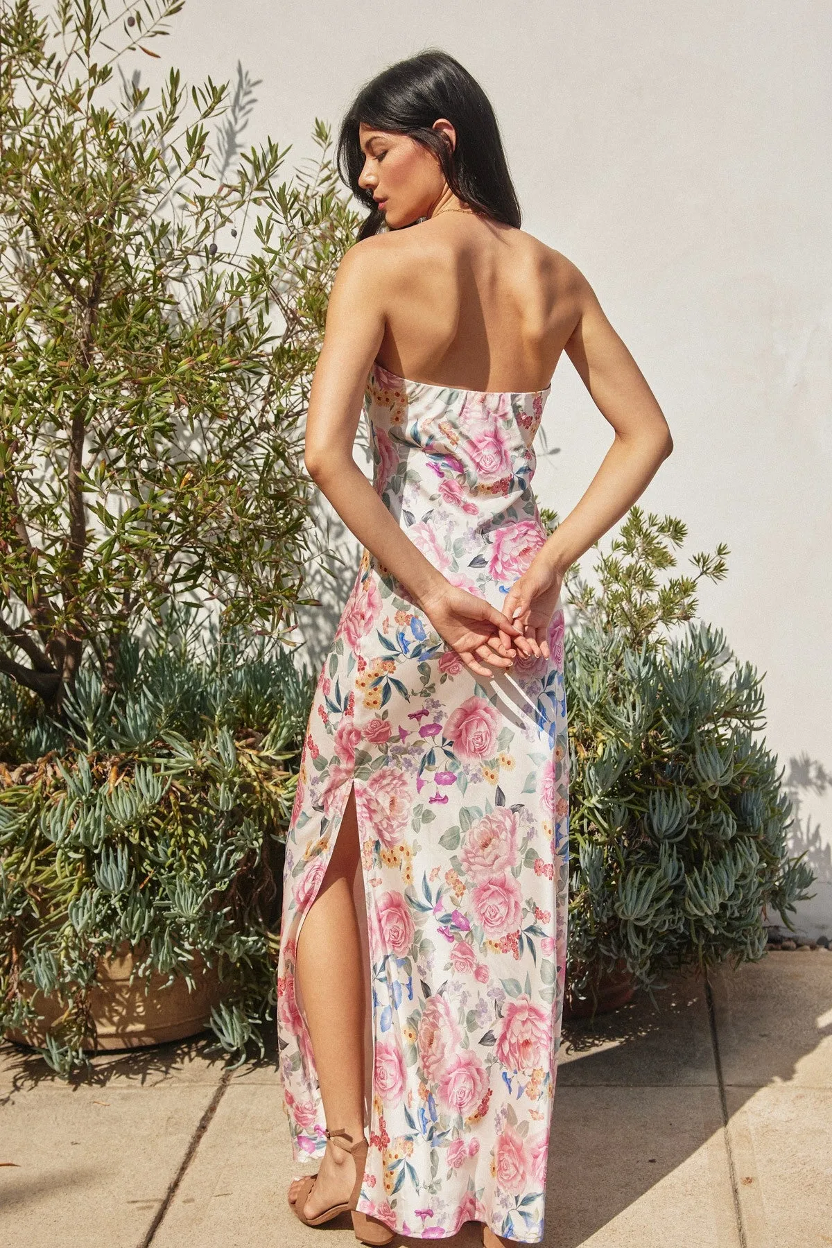 Stella Sleeveless Floral Print Maxi Dress Blush