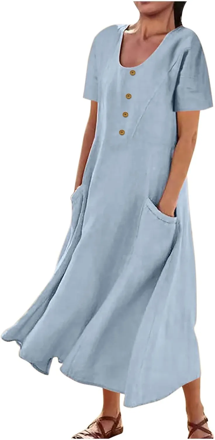 Summer Beach Dress Strapless Long Dresses for Women Long Summer Dress Shift Maxi Dress Flowy Loose Vacation Dress