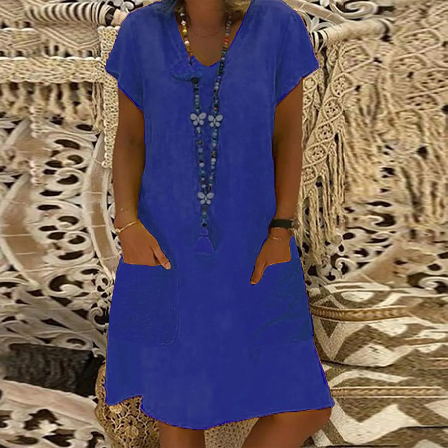 Summer Dress, Casual T Shirt Dress for Women Flowy Tunic Dress with Pockets Reg and Plus Size